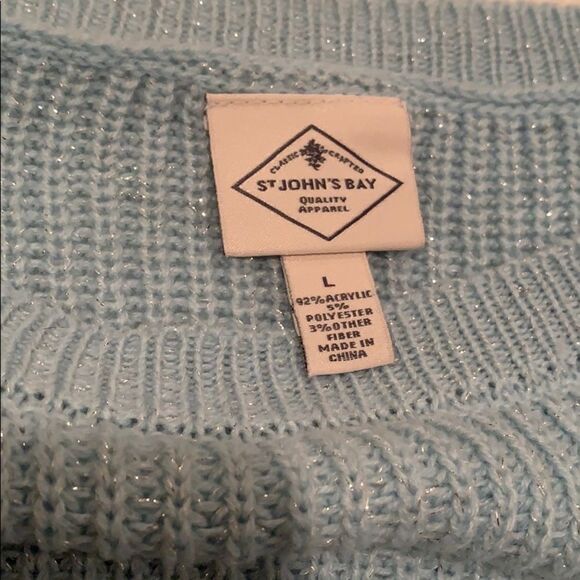 Long Sleeve Pullover Sweater Pale Blue with Metallic Sz L - Picture 9 of 12